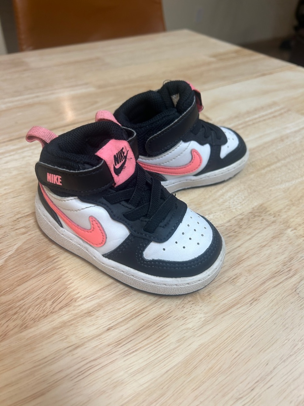 Nike Kids High-Top Sneakers - Black, White & Pink Accent - Picture 2 of 9